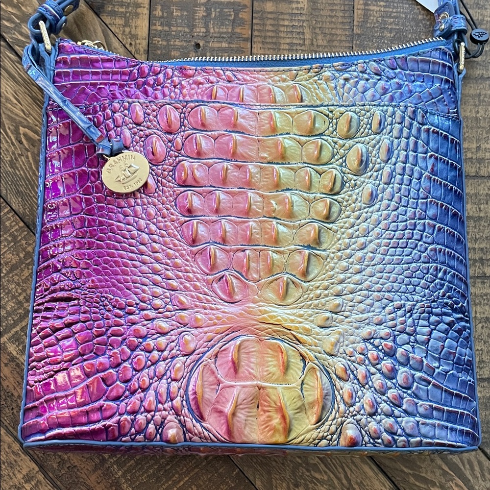 Brahmin Multicolor Crocodile Embossed Crossbody Bag - Picture 3 of 9